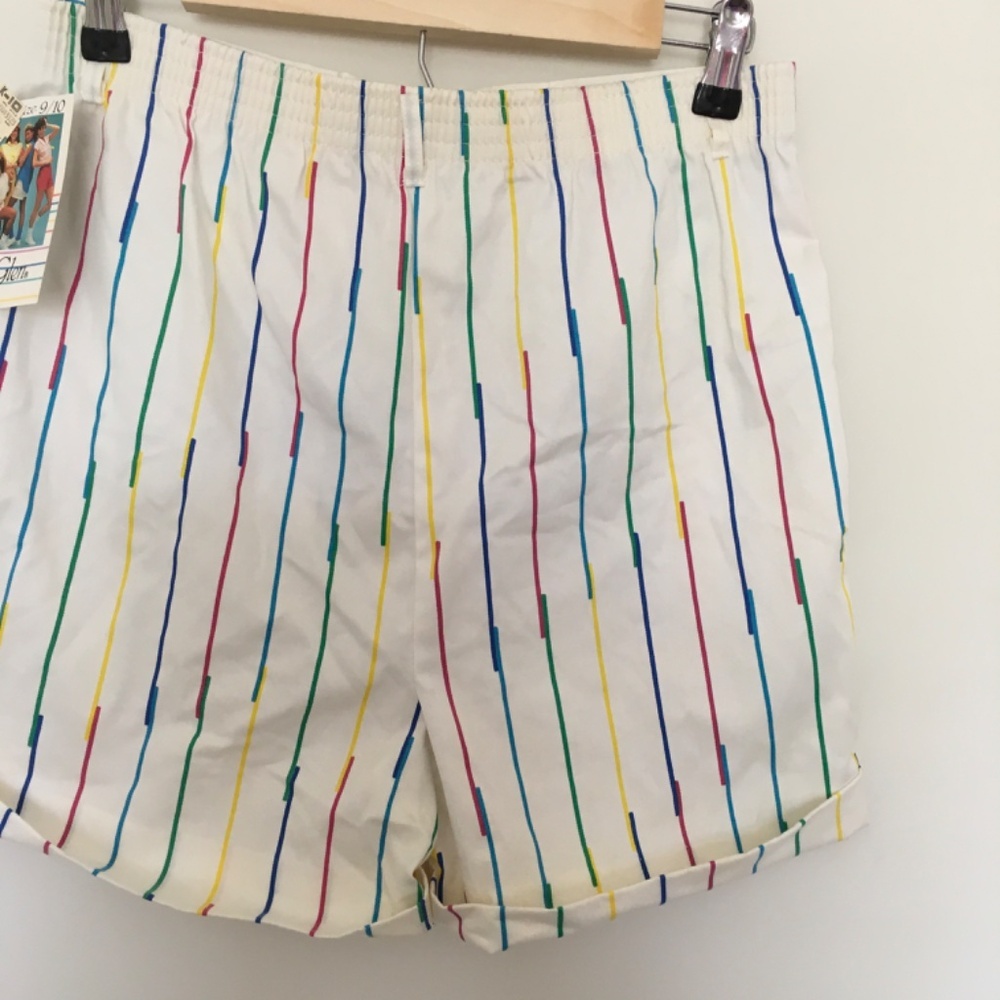 VTG 80s Hunter’s Glen Rainbow Striped Shorts Sz 9/10 High Waisted NOS Japan Made - Picture 9 of 16